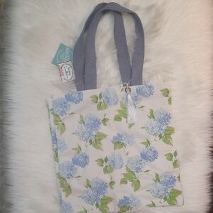 Blue, White &  Green Hydrangea Tote Bag with Spring Design